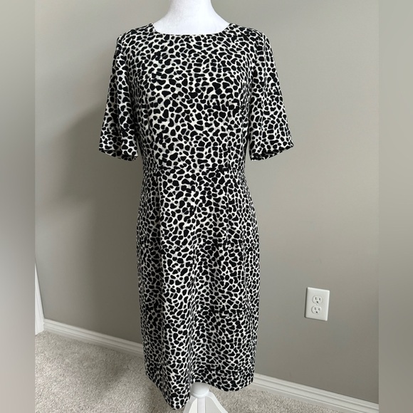 Talbots Cheetah Print Lined Midi Dress Size 4 - Picture 1 of 7